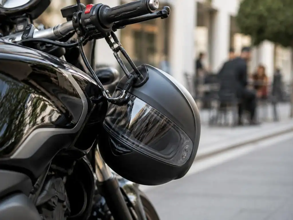 Sistemi di sicurezza per fissare il casco durante le soste moto