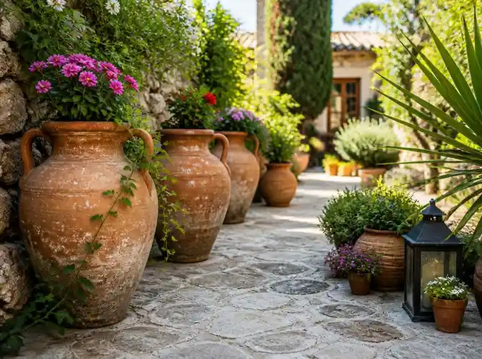 Idee creative per abbellire il giardino con eleganti anfore in terracotta